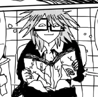 🖇️ fda6a0cb manga, anime, character, glasses, reading, book telegram sticker