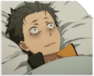 😳 638f344e Natsuki Subaru Re:Zero Anime, Postać, Zszokowany, Strach, Zdezorientowany, Meme whatsapp sticker