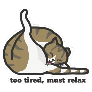 😝 38b32ffa too tired, must relax kucing, santai, lelah, hewan, lucu, stiker telegram sticker