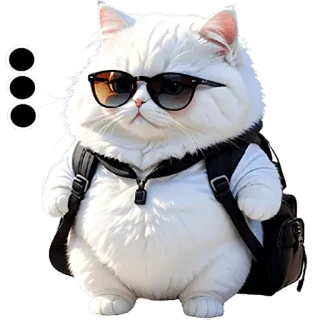 😐 2f9e9d16 kot, okulary przeciwsłoneczne, plecak, zwierzę, słodki, biały kot telegram sticker