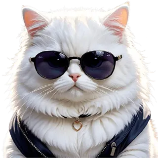😎 4f8b7fdb kot, okulary przeciwsłoneczne, cool, zwierzę, biały, zwierzę domowe, domowy, moda, styl telegram sticker