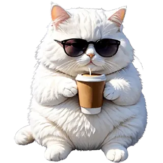 ☕ 6b75e6f9 kot, okulary przeciwsłoneczne, kawa, napój, zwierzę, słodki, naklejka telegram sticker