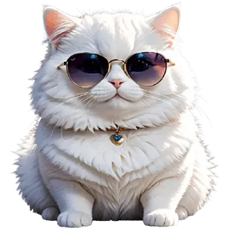 ☺️ 7e2dc1d4 kot, kociak, okulary przeciwsłoneczne, zwierzę domowe, zwierzę, biały kot telegram sticker