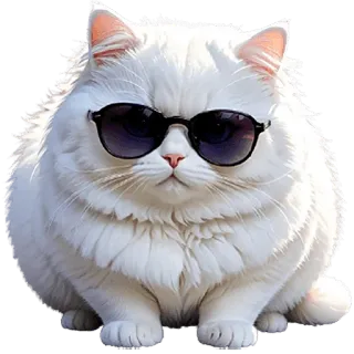 🤨 cee5c77c kot, okulary przeciwsłoneczne, fajny, zwierzę, biały kot, słodki, zwierzak telegram sticker