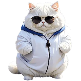 😎 e59151b3 kot, okulary przeciwsłoneczne, biały kot, zwierzę, zwierzak, słodki telegram sticker