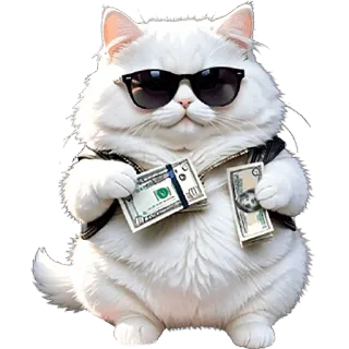 🤑 e9f8343c kot, pieniądze, okulary przeciwsłoneczne, naklejka, luksus, słodkie, bogaty telegram sticker