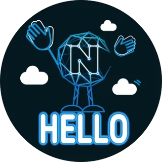 ✋️ 3725a9fa HELLO こんにちは, 挨拶, 手を振る, キャラクター whatsapp sticker