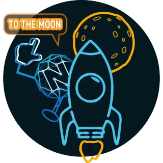 🚀 9376d42b TO THE MOON ロケット, 月, 暗号資産, 投資, 金融, 株式市場 whatsapp sticker