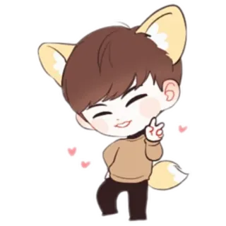 💃 7fffed10 Chibi, Cartone animato, Anime, Carino, Kawaii, Orecchie da volpe, Segno di pace, Fanart, Sticker telegram sticker