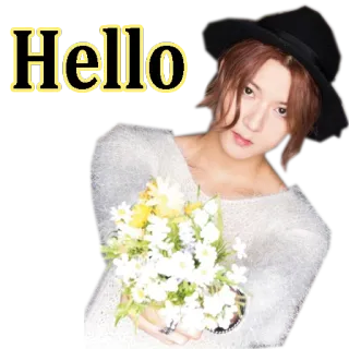 😉 3898ac27 Hello 问候, 花, 人物, 帽子, 时尚 telegram sticker