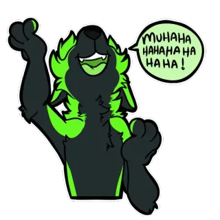 😈 2a8cd636 MUHAHA HA HA HA HA! 獣人, 狼, 笑い, 邪悪, 漫画, ユーモア telegram sticker