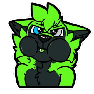 😶 740eed83 ケモノ, 動物, 緑, オオカミ, 漫画, ステッカー telegram sticker