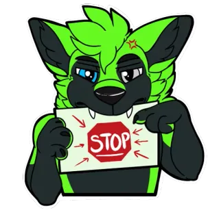🛑 e11a5fb4 STOP 一時停止標識, ケモノ, 漫画, 警告, サイン, アラート telegram sticker