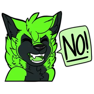 👎 ed3077c3 NO! ケモノ, いいえ, オオカミ, 漫画, 緑 telegram sticker