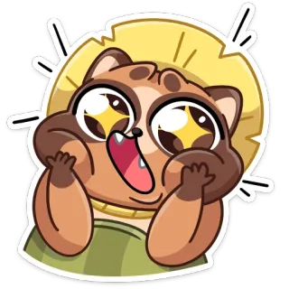 🤩 a63812d0 アライグマ, 動物, かわいい, 幸せ, 可愛い, タヌキ, 絵文字 telegram sticker