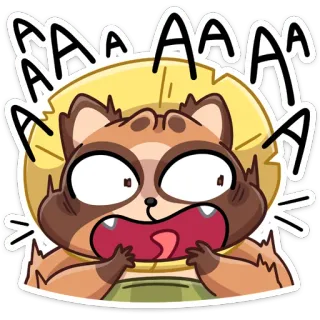 😱 d7f36f72 AAAAAAA アライグマ, 動物, 漫画, ステッカー, 叫ぶ, 怖い, 感嘆符, 面白い telegram sticker