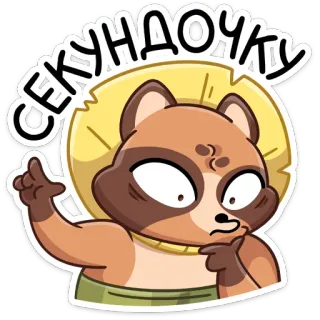🤔 2d501fa3 СЕКУНДОЧКУ Тануки, Енотовидная собака, Аниме, Животное, Милый, Думает, Русский, Наклейка telegram sticker