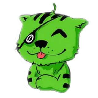 😜 83b8e8a9 sticker, cat, pirate, cartoon, green, eye patch whatsapp sticker