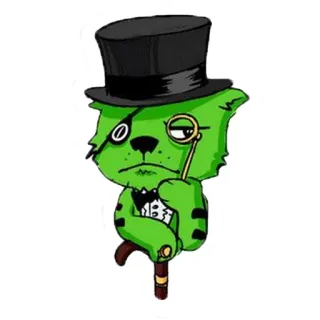 🤓 9865baed cartoon, cat, monocle, top hat, animal, gentleman whatsapp sticker