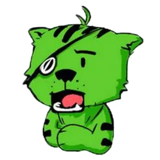 🙀 c384a889 tiger, cartoon, sticker, green, pirate, eyepatch, animal whatsapp sticker