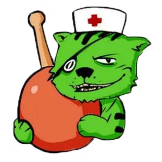 🚑 dd5c7acb cat, cartoon, nurse, eyepatch, mallet, animal whatsapp sticker