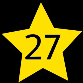2⃣ 04055cfa 27 数字, 星星, 黄色, 徽章, 27 telegram sticker