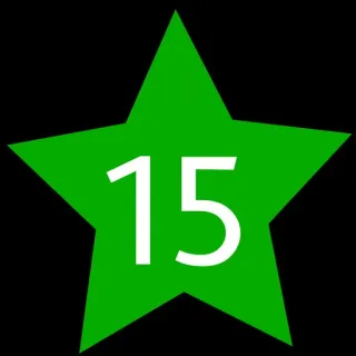 1⃣ 06e0a99e 15 星星, 绿色, 数字, 15 telegram sticker