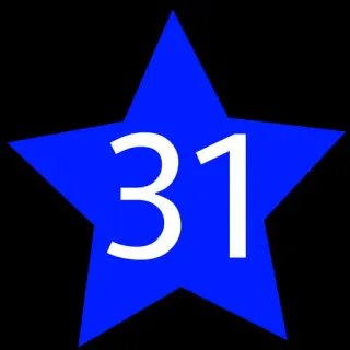 3⃣ 2a39a198 31 数字, 星星, 蓝色, 31 telegram sticker