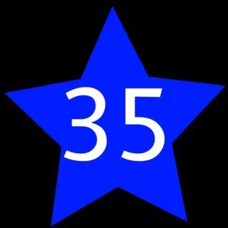 3⃣ 2e8d4e57 35 星星, 蓝色, 数字, 35 telegram sticker