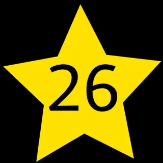 2⃣ 939498b3 26 数字, 黄色, 星星 telegram sticker