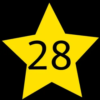 2⃣ dd44d92b 28 数字, 星星, 黄色, 符号 telegram sticker