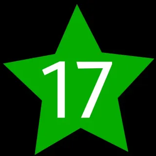1⃣ f2134b2b 17 星星, 绿色, 数字, 十七 telegram sticker