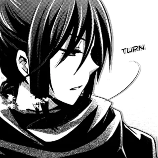 😔 835d7701 TURN Anime, Manga, Personaje, Monocromo whatsapp sticker