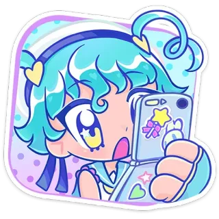 😱 03027752 garota anime, fofa, adesivo, desenho animado, selfie, celular flip, kawaii telegram sticker