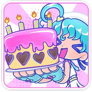 🎂 970076c7 aniversário, bolo, desenho animado, celebração, anime, festa telegram sticker
