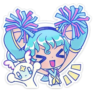 🥳 d5058024 Líder de torcida, Anime, Desenho animado, Mascote, Fofo, Kawaii, Animado telegram sticker