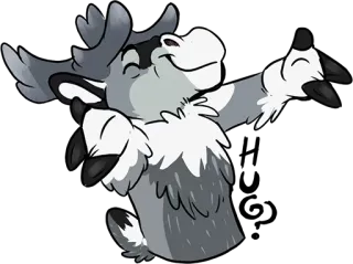 🙏 8882778d 驼鹿, 卡通, 动物, 跳舞, 灰色, 可爱 telegram sticker