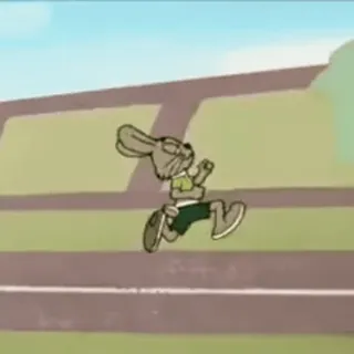 🐇 2610a1a8 bieganie, królik, kreskówka, ćwiczenia telegram sticker