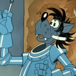 🚬 3b0877d2 Kreskówka, Wilk, Zbroja, Papieros, Zwierzę telegram sticker