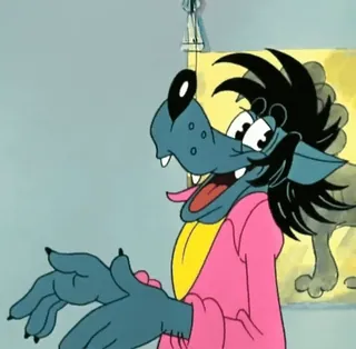 😋 45fea4f3 Wolf Nu, pogodi! Kreskówka, Wilk, Rosyjski, Animacja, Komedia telegram sticker