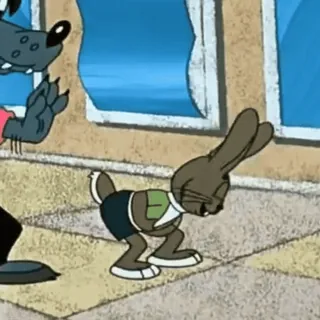 🤣 4cc164f0 kreskówka, wilk, królik, animacja telegram sticker