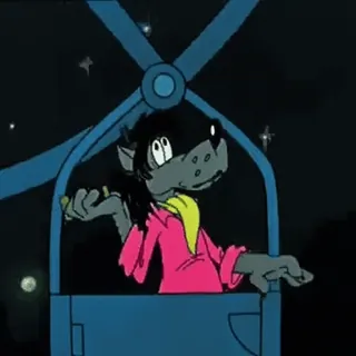 🧐 b4e9bb59 wilk, kreskówka, animowany, helikopter telegram sticker