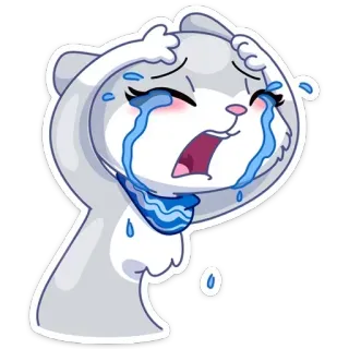 😭 c8ccb432 pleurer, triste, dessin animé, animal, autocollant, émotion telegram sticker