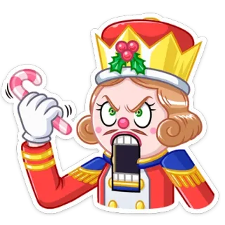 😡 01d4cc87 Nutcracker くるみ割り人形, クリスマス, キャンディケイン, ホリデー, 漫画 telegram sticker