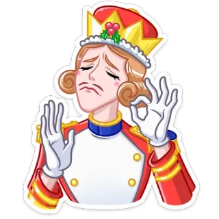 👌 54fc2049 キャラクター, 軍, 王冠, 赤い制服, 王室, 皮肉, ハンドサイン telegram sticker