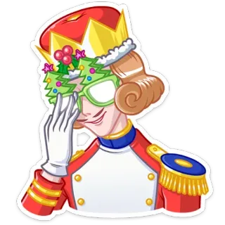 🤓 cd3c677e クリスマス, ホリデー, パーティー, 王冠, メガネ, バンドユニフォーム telegram sticker