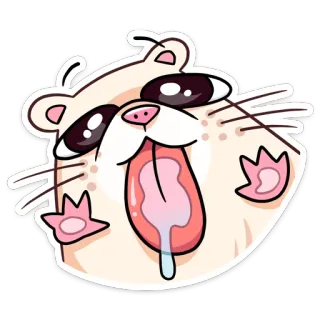 🤪 89303113 animal, fofo, desenho animado, adesivo, furão, feliz, engraçado telegram sticker