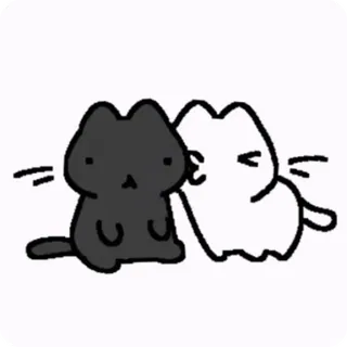 😘 5b8802cf chats, dessin animé, animaux, mignon, chat noir, chat blanc, baiser telegram sticker