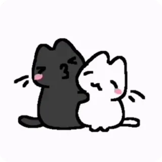 😘 61122fa5 chat, mignon, autocollant, baiser, chat noir, chat blanc, amour telegram sticker