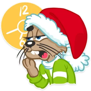 😴 76357dff animale, cartone animato, natale, inverno, capodanno, festa, orologio telegram sticker